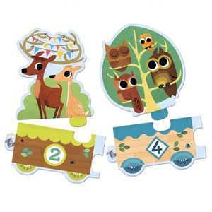 Puzzle trenulet cu animale - Invat sa numar, 20 piese | Djeco imagine