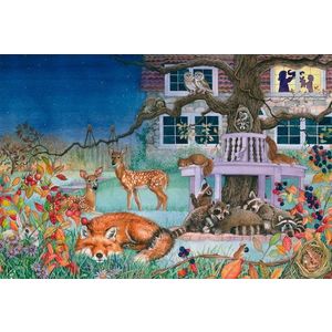 Puzzle 100 piese - Vizita animalelor noaptea | Schmidt imagine