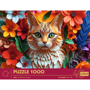 Puzzle 1000 piese - 40th Anniversary - Cat 3D Effect | Trefl imagine