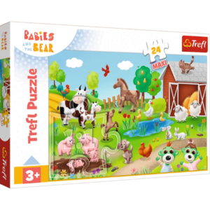 Puzzle 24 piese - Maxi Babies and The Bear - Animale la Ferma | Trefl imagine