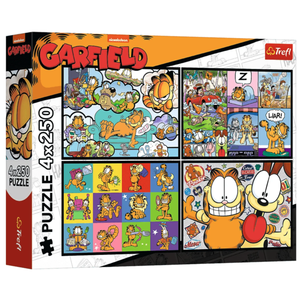 Puzzle 4 x 250 piese - Garfield (Nu ii place ziua de luni) - Trefl | Trefl imagine