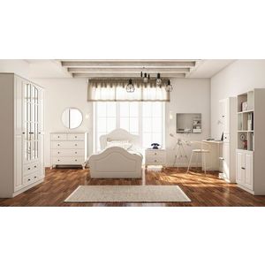 Set dormitor pentru copii, Hanah Home, Rb-014, Alb mat imagine