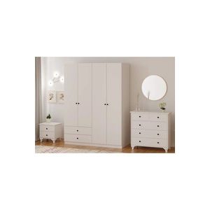 Set dormitor pentru copii, Hanah Home, Rb-068, Alb mat imagine