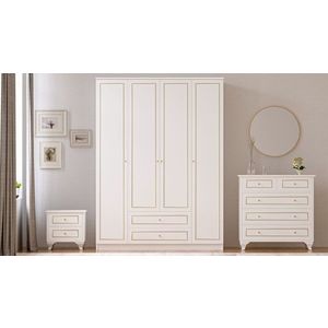 Set dormitor pentru copii, Hanah Home, Rb-081, Alb mat imagine