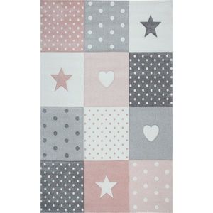 Covor rezistent Eko, KDS 05 - Grey, Pink, 100% polipropilena, 120 x 180 cm imagine