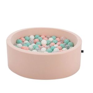 Piscina cu bile, Bubble Pop v1, 200 bile, Ø85 x 30 cm, bumbac/plastic, roz imagine