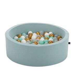 Piscina cu bile, Bubble Pop v4, 200 bile, Ø85 x 30 cm, bumbac/plastic, menta imagine