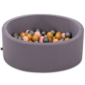 Piscina cu bile, Bubble Pops v10, 150 bile, Ø85 x 30 cm, bumbac/plastic, gri imagine
