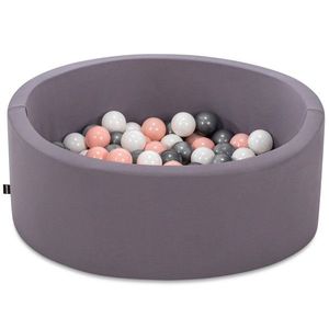 Piscina cu bile, Bubble Pops v12, 150 bile, Ø85 x 30 cm, bumbac/plastic, gri imagine