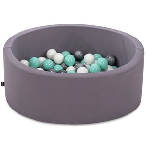 Piscina cu bile, Bubble Pops v2, 150 bile, Ø85 x 30 cm, bumbac/plastic, gri imagine