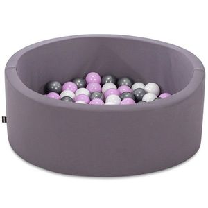 Piscina cu bile, Bubble Pops v6, 150 bile, Ø85 x 30 cm, bumbac/plastic, gri imagine