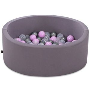 Piscina cu bile, Bubble Pops v7, 150 bile, Ø85 x 30 cm, bumbac/plastic, gri imagine