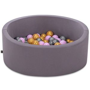 Piscina cu bile, Bubble Pops v8, 150 bile, Ø85 x 30 cm, bumbac/plastic, gri imagine