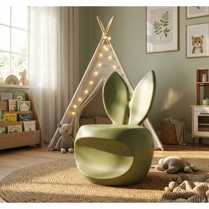 Taburet pentru copii, Mauro Ferretti, Bunny, 57x55x79 cm, utilizare interior / exterior, plastic, verde imagine