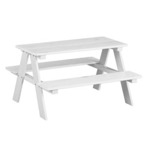 Set masa cu 2 banci pentru copii Henning, Inter Link, 90x82x50 cm, lemn, alb imagine