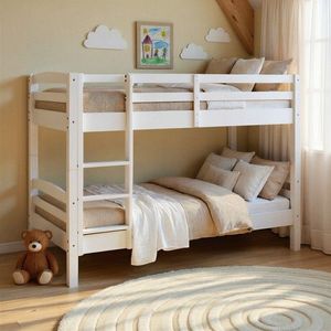 Pat supraetajat pentru camera copilului, 90x190 cm, Rick, Inter Link, lemn, alb imagine