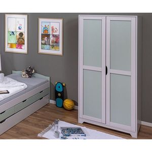 Dulap pentru camera copilului Prati, Inter Link, 92x59.5x205 cm, lemn, gri/verde imagine