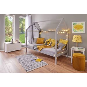 Pat pentru camera copilului, 90x200 cm, Sun Road, Inter Link, lemn, gri imagine