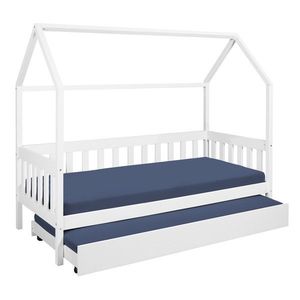 Pat pentru camera copilului, 90x200 cm, Funky Hausbett, Inter Link, lemn, alb imagine