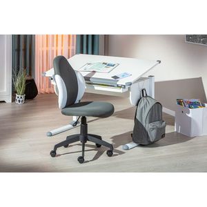 Scaun de birou pentru copii Jessi, Inter Link, 52x56x92-102 cm, rotativ, plastic/poliester, gri/alb imagine