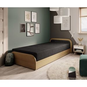 Pat pentru camera copilului, deschidere dreapta, 80x190 cm, ELTAP, RT-BR-04AL, Parys, lemn/poliester, natur/negru imagine