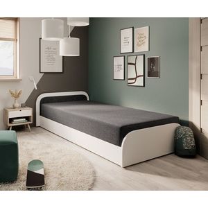 Pat pentru camera copilului, deschidere stanga, 80x190 cm, ELTAP, LT-W-05SA, Parys, lemn/poliester, alb/gri inchis imagine