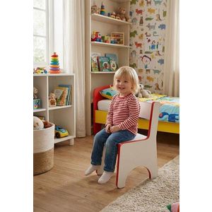 Scaun pentru copii, Hanah Home, Artmtkchr, 30x50x35 cm, Rosu/Alb imagine