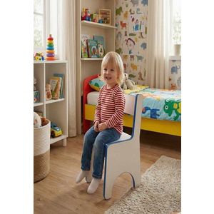 Scaun pentru copii, Hanah Home, Artmtkchr, 30x50x35 cm, Albastru/Alb imagine
