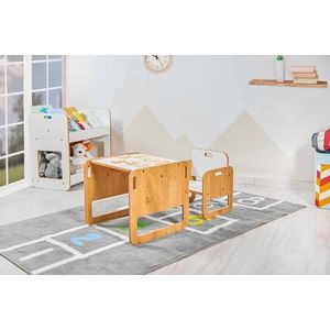 Set masa si scaun pentru copii, Hanah Home, Sparrow, Alb / Natural imagine