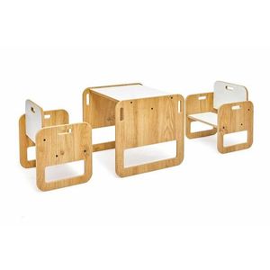 Set masa si scaun pentru copii, Hanah Home, Sparrow 2, Alb / Natural imagine