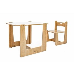 Set masa si scaun pentru copii, Hanah Home, Crane, Alb / Natural imagine
