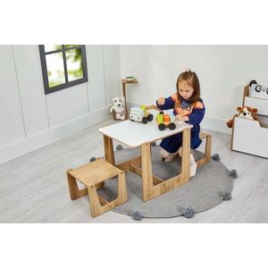 Set masa si scaun pentru copii, Hanah Home, Crane 2 St, Alb / Natural imagine