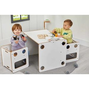 Set masa si scaun pentru copii, Hanah Home, Goldfinch 2, Alb / Natural imagine