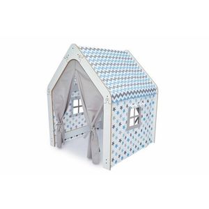Cort de joaca pentru copii, Hanah Home, Wooden Tent, 95x114x90 cm, Alb/Albastru imagine