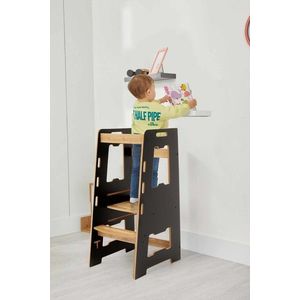 Turn de invatare, Hanah Home, Learning Tower, 40x90x50 cm, Negru / Natural imagine