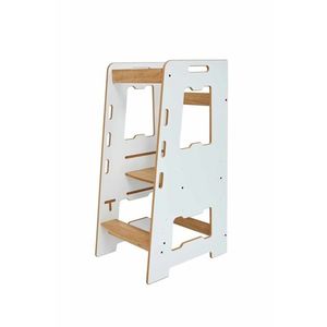 Turn de invatare, Hanah Home, Learning Tower, 40x90x50 cm, Alb / Natural imagine