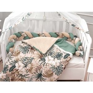 Set de dormit pentru bebelusi cu protectie laterala, Wallxpert, Tropical, Green / White / Brown imagine