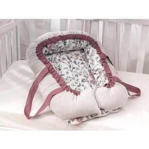 Patut pentru copii Baby Nest, L'essentiel Maison, Flower, Roz / Alb / Gri imagine
