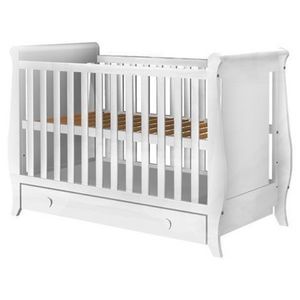 Patut copii din lemn Hubners Mira 120x60 cm alb cu sertar imagine