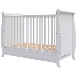 Patut copii din lemn Hubners Mara 120x60 cm alb cu sertar imagine