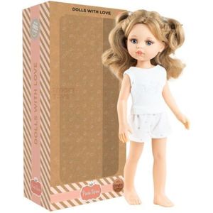 Papusa Carla cu parul coafat in pijama alba, in cutie tip cadou - Amigas Pijamas, Paola Reina imagine