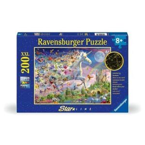 Ravensburger - Puzzle Star Line Unicorn si fluturi care lumineaza in intuneric 200 piese XXL imagine