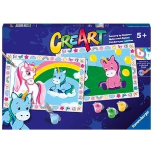 Ravensburger - CreArt pictura pe numere pentru copii 2 sabloane unicorni veseli imagine