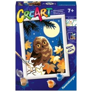 Ravensburger - CreArt pictura pe numere pentru copii bufnita care straluceste in intuneric imagine