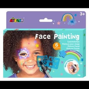 Trusa make-up pictura fata cu sabloane incluse - sase culori non-alergice - curcubeu si stele imagine