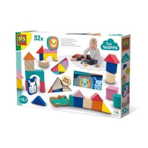 Cuburi din lemn colorate cu animale (50 piese) imagine