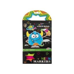 Carte de colorat cu 5 markere neon, spatiu imagine