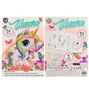 Carte de colorat cu abtibilduri cu splici, unicorn, A4, 24 pagini imagine