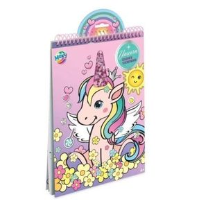 Carte de colorat cu abtibilduri si sclipici, model cu unicorn, A4, 16 pagini imagine
