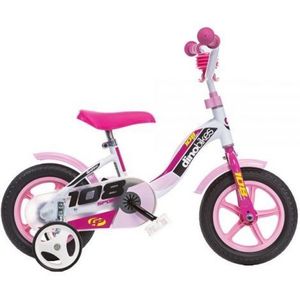 Bicicleta copii 2-3 ani, 10 inch, Sport Alb Si Roz, Dino Bikes DB108L0509WP imagine